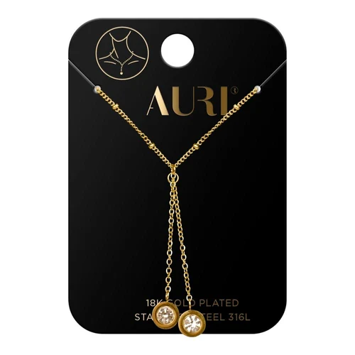 Lantisor cu pandativ AURI Necklace With 2 Chain Pendants With Zirconia