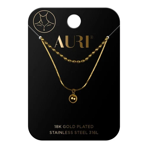 Lantisor cu pandativ AURI Double Ball Necklace And Regular Necklace With A Ball