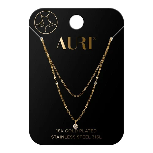 Lantisor cu pandativ AURI Double Necklace With A Zircon Pendant