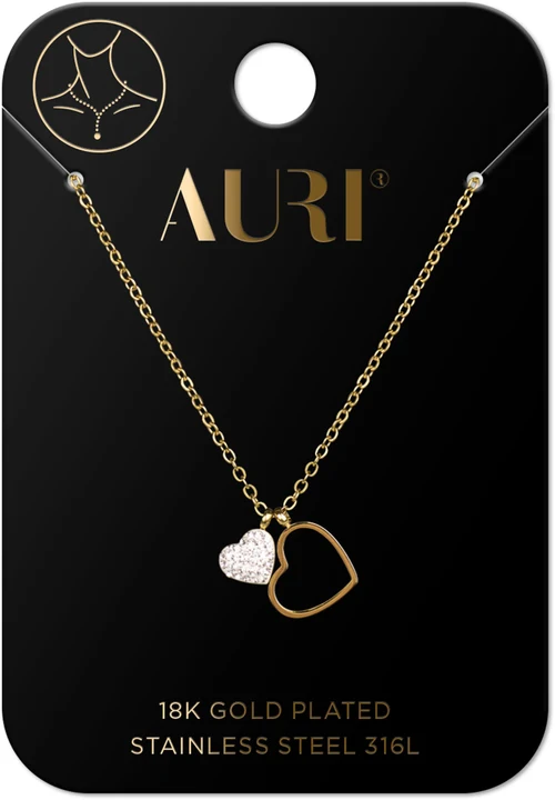 Lantisor cu pandativ AURI Necklace With 2 Hearts