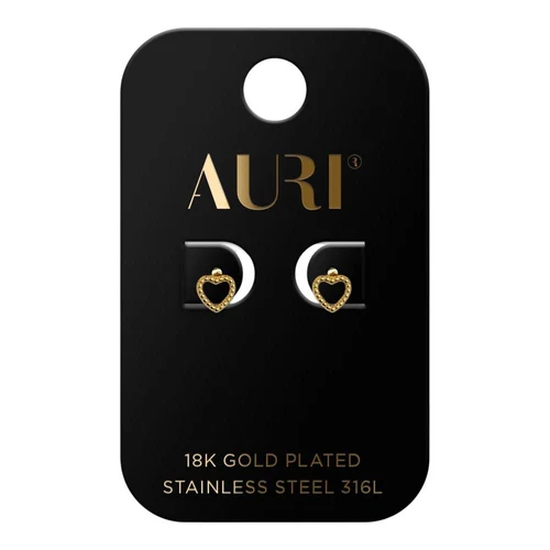 Cercei AURI Heart Stud Earrings With Braid