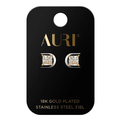 Cercei AURI Stud Earrings Square Transparent Stone