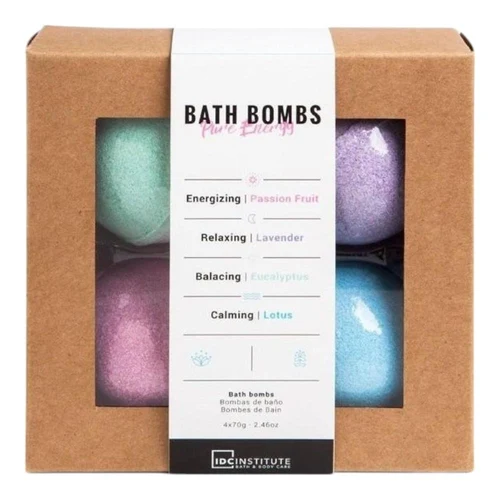 Шипучая бомба для ванны IDC Bath Bombs Pure Energy Box Multi Color 4*70g