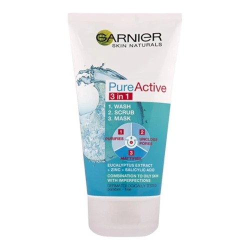 Гель для очищения лица Garnier Skin Naturals Clay Face Skin Scrub Wash Purifying Mask 150ml