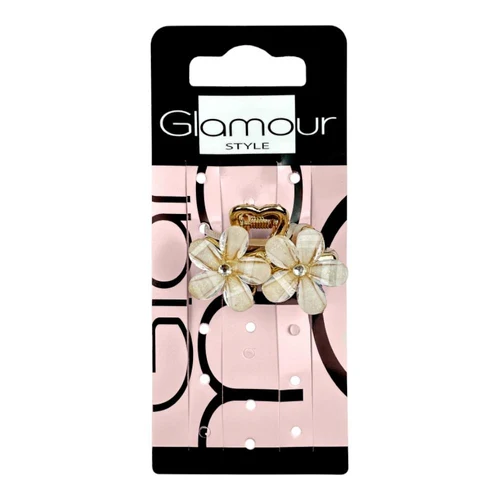 Accesoriu par Glamour Flower Hair Claw Small White and Gold Color