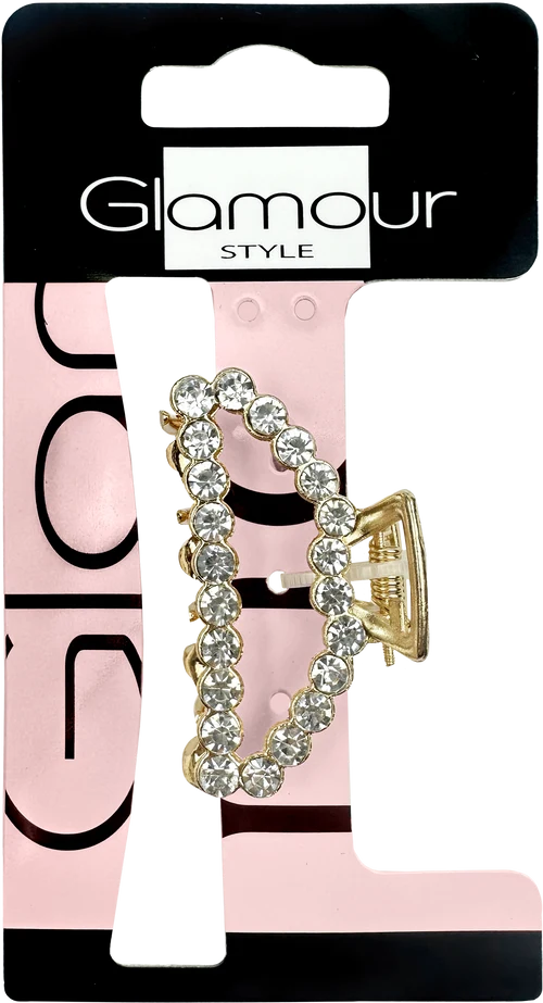 Accesoriu par Glamour Metal Hair Claw with Rhinestones Gold Color
