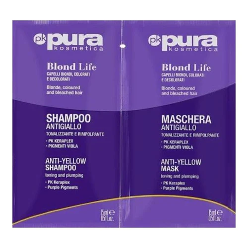 Set îngrijire pentru păr Pura Kosmetica Blond Life Anti-Yellow 15 ml + 15 ml