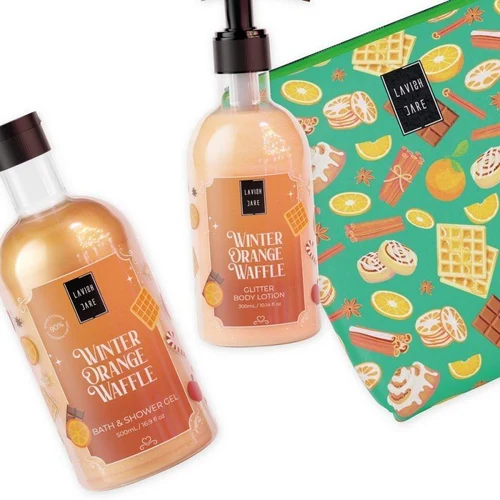 Box Cadou Lavish Care Winter Orange Waffle Bag Christmas Set