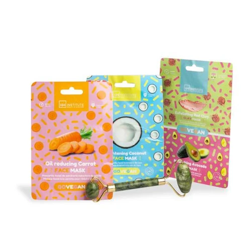 Set de ingrijire pentru fata IDC Institute Pack 1 Jade Roller + 3 Face Mask