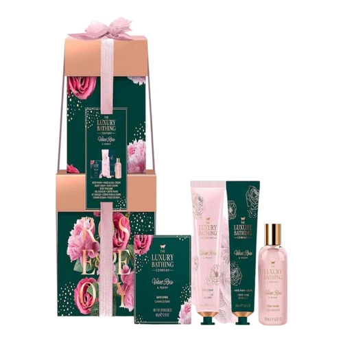 Box Cadou The Luxury Bathing Velvet Rose & Peony, Complete Collection Gift Set 4 pcs