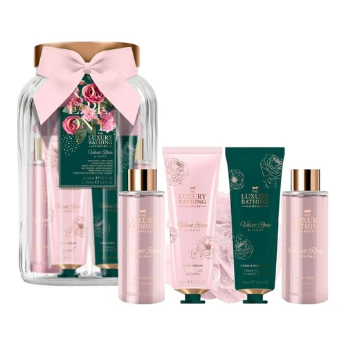 Box Cadou The Luxury Bathing Velvet Rose & Peony, Pure Indulgence Gift Set 4 pcs