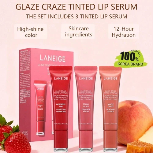 Balsam de buze Laneige Glaze Craze Tinted Lip Serum Set 3 pcs