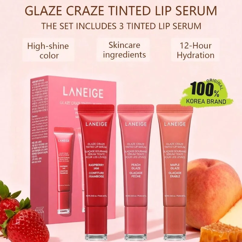 Balsam de buze Laneige Glaze Craze Tinted Lip Serum Set 3 pcs 2