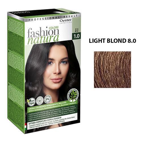 Vopsea FASHION COLORE NATURA KIT '21 - 8.0 BIONDO CHIARO