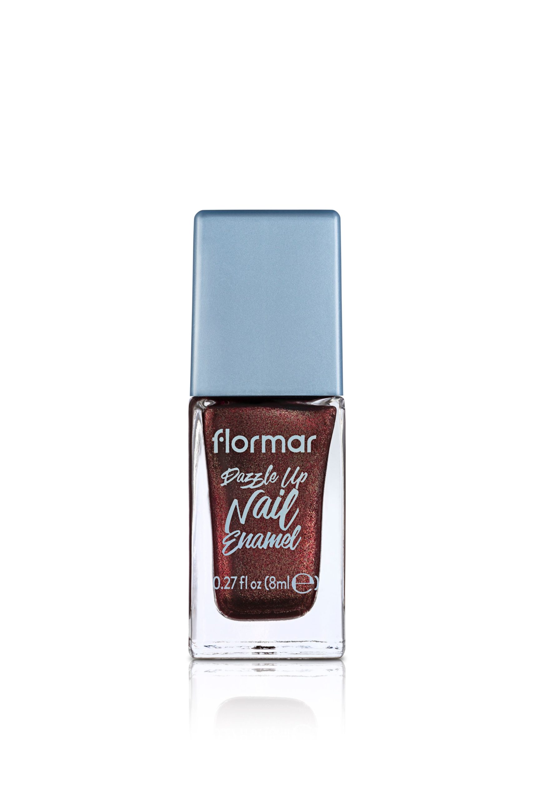 Flormar Dazzle Up Nail Enamel - 02 Red Glitz