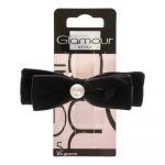 Glamour Snap Clip Black Bow With Pearl