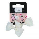 Glamour Kids Hair Ties Cream Bows 2pcs
