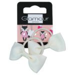 Glamour Kids Hair Ties Cream Bows 2pcs