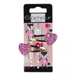 Glamour Kids Hair Snap Clips Glitter Heart 2pcs