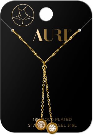 AURI Necklace With 2 Chain Pendants With Zirconia