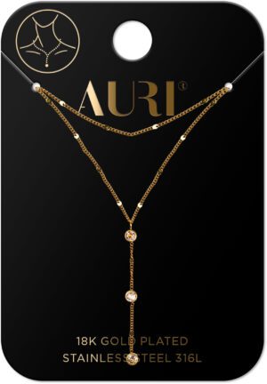 AURI Double Necklace With 3 Zircons