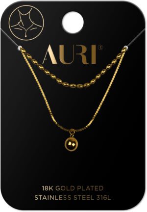 AURI Double Ball Necklace And Regular Necklace With A Ball