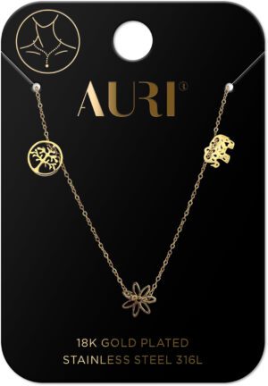 AURI Necklace Tree Of Happiness Flower Elephant