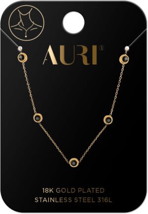 AURI Necklace With Black Stones In A Setting