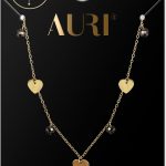 AURI Necklace With Black Crystals And Hearts