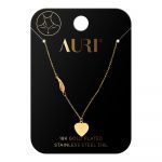 AURI Necklace With Heart Plaque And Feather