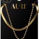 AURI Necklace Double Snkae Chain With A Ball