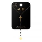 AURI Necklace Black Crystal Beads And Cross
