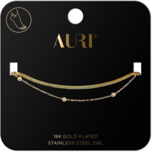 AURI Double Layer Bracelet Ball Charms And Herringbone Chain