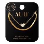 AURI Double Snake Chain Bracelet Chain And Heart