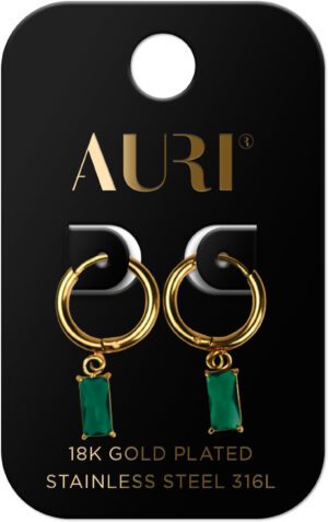 AURI Hanging Earrings With Green Stones