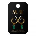 AURI Hanging Earrings With Green Stones