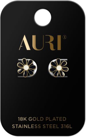 AURI Black And White Flower Stud Earrings