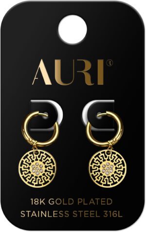 AURI Hanging Earrings With Openwork Rosettes With Zircons