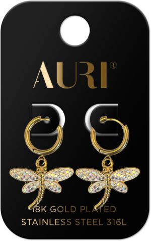 AURI Dragonfly Hanging Earrings With Zircons