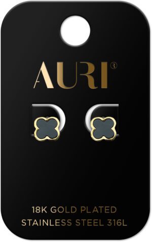 AURI Black Clover Stud Earrings