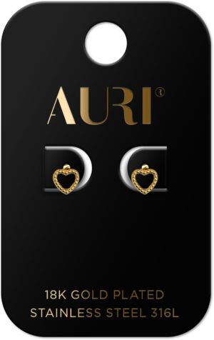 AURI Heart Stud Earrings With Braid