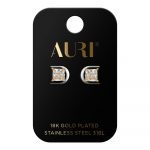 AURI Stud Earrings Square Transparent Stone
