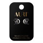 AURI Square Stud Earrings With Black Stone